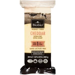 Biobio Fromage Cheddar Extra-Fort Biologique 36% M.G. 200 g