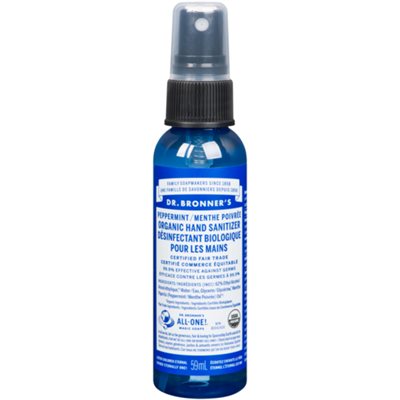 Dr. Bronner's Organic Hand Sanitizer Peppermint 59 ml  Dr. Bronner's Organic Hand Sanitizer Peppermint 59 ml