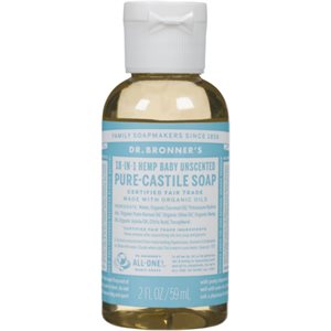 Dr. Bronner's 18-in-1 Hemp Baby Unscented Pure-Castile Soap 59 ml 2oz / 