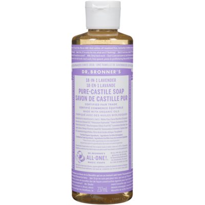 Dr. Bronner's 18-en-1 Lavande Savon de Castille Pur 237 ml Dr. Bronner's 18-en-1 Lavande Savon de Castille Pur 237 ml