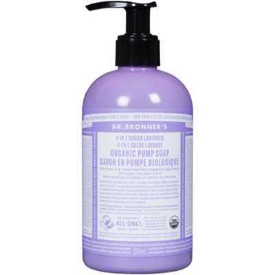 Dr. Bronner's Savon en Pompe Biologique 4-en-1 Sucre Lavande 355 ml Dr. Bronner's Savon en Pompe Biologique 4-en-1 Sucre Lavande 355 ml