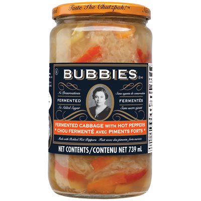 BUBBIE'S SPICY FERMENTED CABBAGE W HOT PEPPERS 739ml