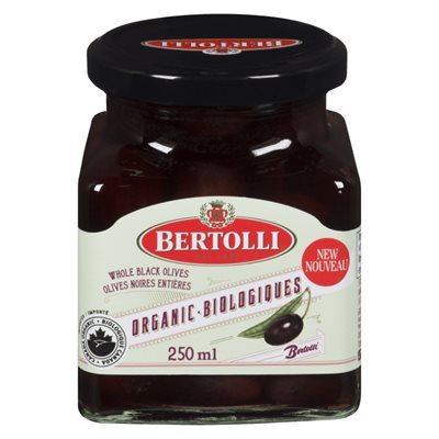 Bertolli Organic Whole black Olives 250ml