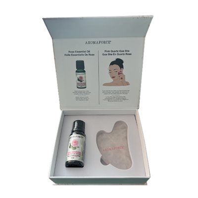 Aromaforce Ensemble Beauté: Gua Sha et Huile Essentielle de Rose Aromaforce Ensemble Beauté: Gua Sha et Huile Essentielle de Rose