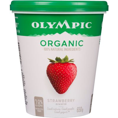 Olympic Balkan-Style Yogurt Strawberry Organic 3% M.F. 650 g 