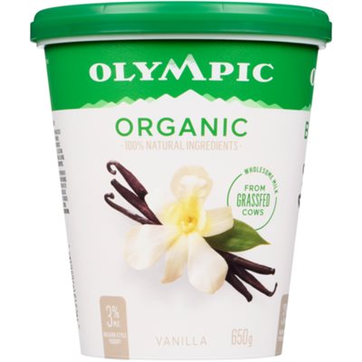 Olympic Yogourt de Type Balkan Vanille Biologique 3% M.G. 650 g Olympic Yogourt de Type Balkan Vanille Biologique 3% M.G. 650 g