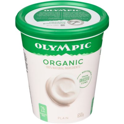 Olympic Balkan-Style Yogurt Plain Organic 2% M.F. 650 g 650g Olympic Balkan-Style Yogurt Plain Organic 2% M.F. 650 g 650g