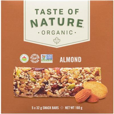 Taste of Nature Organic Amandes 5 Barres-Collation x 32 g (160 g) Taste of Nature Organic Amandes 5 Barres-Collation x 32 g (160 g)