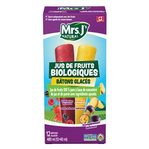 Mrs. J's Natural Jus bio Passion tropicale et explosion de baies 12 x 40 ml