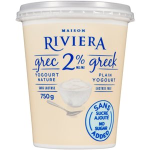 Maison Riviera Yogourt Grec Nature Sans sucre Aj 2% Mg 750g