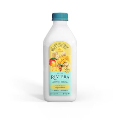 Riviera Yaourt sans lactose à boire aux fruits tropicaux 946 ml Riviera Yaourt sans lactose à boire aux fruits tropicaux 946 ml