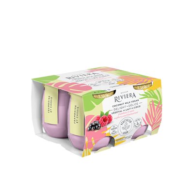 Riviera Delice Vegetal au Lait de Coco Framboise et Cassis 4X120G Riviera Delice Vegetal au Lait de Coco Framboise et Cassis 4X120G