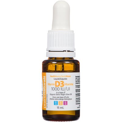 Prairie Naturals Santé Bases Vitamine D3 Liquide 1000 UI 15 ml Prairie Naturals Santé Bases Vitamine D3 Liquide 1000 UI 15 ml