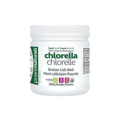 Prairie Naturals Chlorelle biologique à paroi cellulaire fissurée - poudre 200g Prairie Naturals Chlorelle biologique à paroi cellulaire fissurée - poudre 200g
