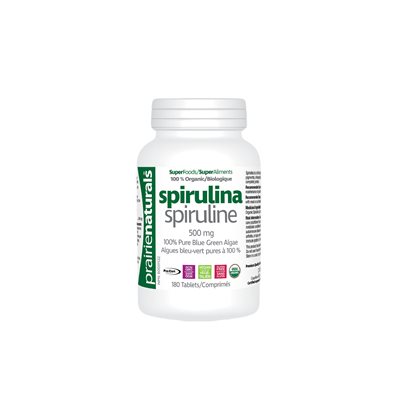 Prairie Naturals Spiruline biologique aux algues bleu-vert - comprimés Prairie Naturals Spiruline biologique aux algues bleu-vert - comprimés