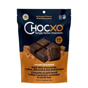 Chocxo Chocolat au lait foncé toffee (caramel), amandes et sel de mer 98g