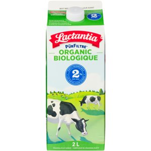 Lactantia PurFiltre Lait Partiellement écrémé Biologique 2% M.G. 2 L