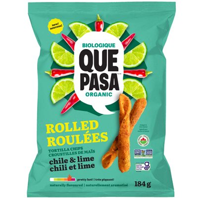 Que Pasa Organic Chili Lime Rolled Tortilla Chips 184g Que Pasa Organic Chili Lime Rolled Tortilla Chips 184g