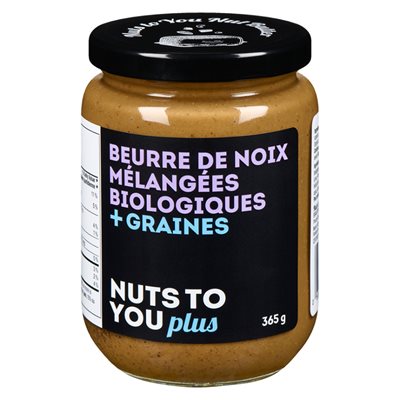 Nuts to You Beurre de noix mélangées biologiques + graines 365g Nuts to You Beurre de noix mélangées biologiques + graines 365g