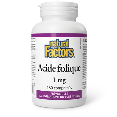 Natural Factors Acide folique 1 mg 180 comprimés Natural Factors Acide folique 1 mg 180 comprimés
