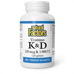 Natural Factors Vitamine K+D  120 mcg  /  1 000 UI   120 gélules