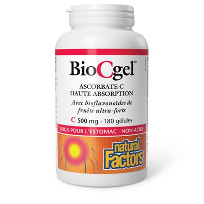 Natural Factors BioCgel Ascorbate C Haute absorption 500 mg 180 gélules Natural Factors BioCgel Ascorbate C Haute absorption 500 mg 180 gélules