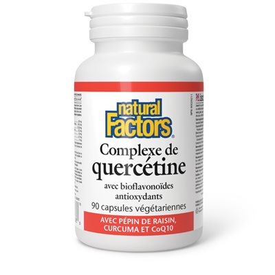 Natural Factors Complexe de quercétine avec pépin de raisin, curcuma et CoQ10 90 capsules végétariennes Natural Factors Complexe de quercétine avec pépin de raisin, curcuma et CoQ10 90 capsules végétariennes