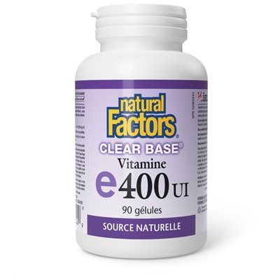 Natural Factors Vitamine E Clear Base Source naturelle 400 UI 90 gélules