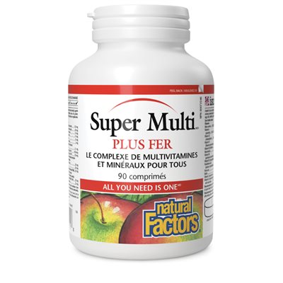 Natural Factors Super Multi Plus fer 90 comprimés Natural Factors Super Multi Plus fer 90 comprimés