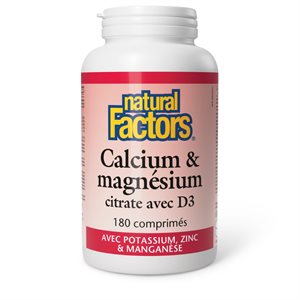 Natural Factors Calcium & Magnesium Citrate with D3 Plus Potassium, Zinc & Manganese 180 Tablets