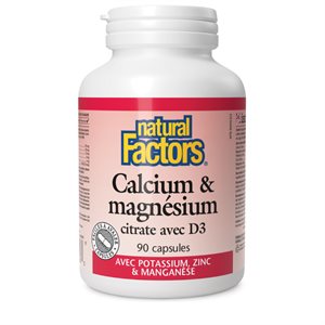 Natural Factors Calcium & Magnesium Citrate with D3 Plus Potassium, Zinc & Manganese 90 Capsules
