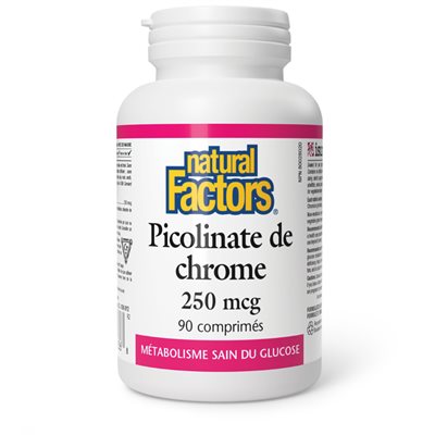 Natural Factors Picolinate de chrome 250 mcg 90 comprimés Natural Factors Picolinate de chrome 250 mcg 90 comprimés