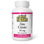 Natural Factors Zinc Citrate  50 mg  180 comprimés