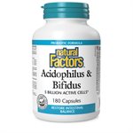 Natural Factors Acidophilus & Bifidus  5 Billion Active Cells  180 Capsules