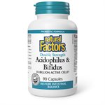 Natural Factors Acidophilus & Bifidus  Double Strength  10 Billion Active Cells  90 Capsules