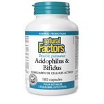 Natural Factors Acidophilus & Bifidus  Double Strength  10 Billion Active Cells  180 Capsules
