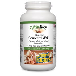 Natural Factors GarlicRich® Super Strength Garlic Concentrate 500 mg 180 Enteripure® Softgels