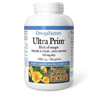 Natural Factors Ultra Prim Huile d'onagre 1 000 mg 180 gélules Natural Factors Ultra Prim Huile d'onagre 1 000 mg 180 gélules