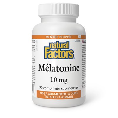 Natural Factors Mélatonine 10 mg 90 comprimés sublinguaux menthe poivrée Natural Factors Mélatonine 10 mg 90 comprimés sublinguaux menthe poivrée