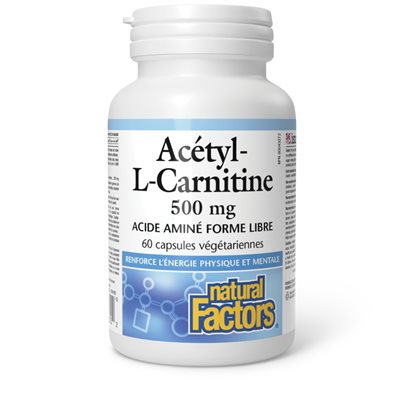 Natural Factors Acétyl-L-Carnitine 500 mg 60 capsules végétariennes Natural Factors Acétyl-L-Carnitine 500 mg 60 capsules végétariennes