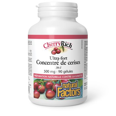 Natural Factors CherryRich Ultra-fort Concentré de cerises 500 mg 90 gélules Natural Factors CherryRich Ultra-fort Concentré de cerises 500 mg 90 gélules