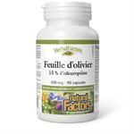 Natural Factors Feuille d’olivier 500 mg 90 capsules Natural Factors Feuille d’olivier  500 mg  90 capsules