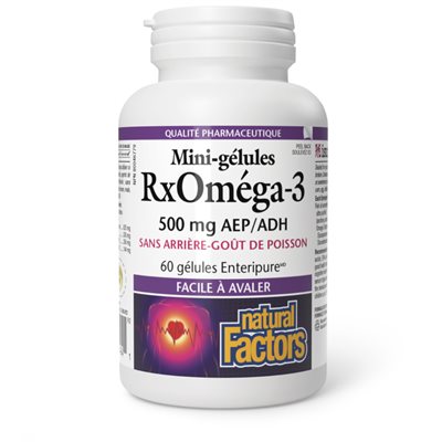 Natural Factors RxOmega-3 Mini-Gels 500 mg 60 Enteripure® Softgels Natural Factors RxOmega-3 Mini-Gels 500 mg 60 Enteripure® Softgels