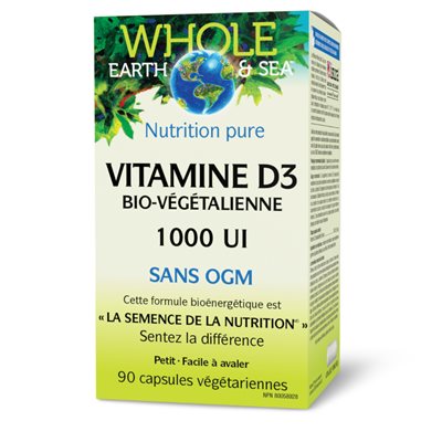 Whole Earth & Sea® Vitamine D3 bio-végétalienne 1 000 UI 90 capsules végétariennes Whole Earth & Sea® Vitamine D3 bio-végétalienne 1 000 UI 90 capsules végétariennes