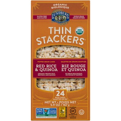 Lundberg Family Farms Thin Stackers Galettes de Grains Soufflés Riz Rouge et Quinoa Biologique 24 Galettes de Riz 167 g Lundberg Family Farms Thin Stackers Galettes de Grains Soufflés Riz Rouge et Quinoa Biologique 24 Galettes de Riz 167 g