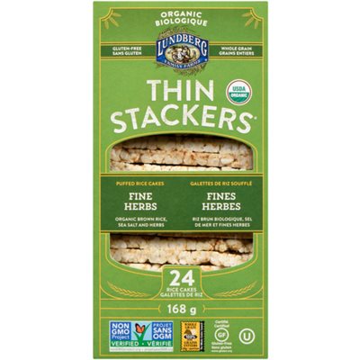 Lundberg Family Farms Thin Stackers Galettes de Riz Soufflé Fines Herbes Biologique 24 Galettes de Riz 168 g Lundberg Family Farms Thin Stackers Galettes de Riz Soufflé Fines Herbes Biologique 24 Galettes de Riz 168 g
