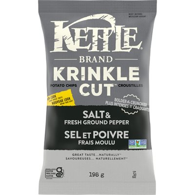Kettle Croustilles Krinkle Cut sel et poivre frais moulu Kettle Croustilles Krinkle Cut sel et poivre frais moulu