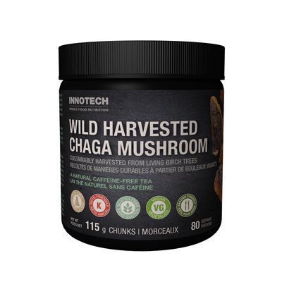 Innotech Morceaux de champignons chaga récoltés à l'état sauvage Innotech Morceaux de champignons chaga récoltés à l'état sauvage