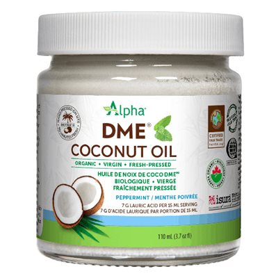 Alpha Menthe poivrée à l'huile de noix de coco DME(MD) aromatisée 110 mL liquide Menthe Poivrée Alpha Menthe poivrée à l'huile de noix de coco DME(MD) aromatisée 110 mL liquide Menthe Poivrée