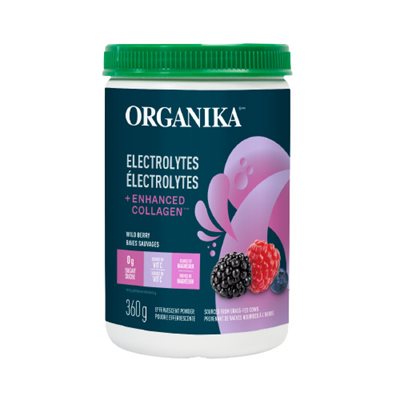 Organika électrolytes + Enhanced Collagen - Baies Sauvages 360g Organika électrolytes + Enhanced Collagen - Baies Sauvages 360g